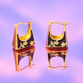 Enamel Flower Huggie Earrings Accessories - Anniversary