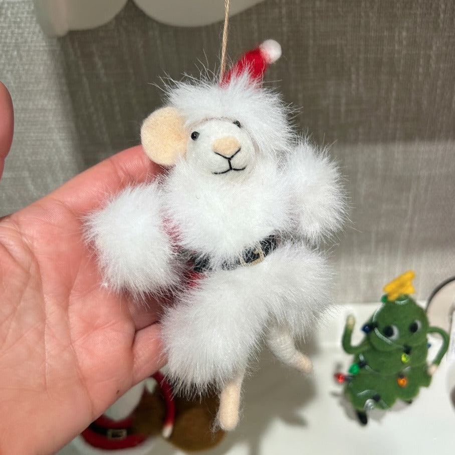 Felt Mouse in Santa Coat Ornament | Friends Nyc Brooklyn Ny