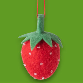 Felt Strawberry Ornament - Whimsical Holiday Tree Decor