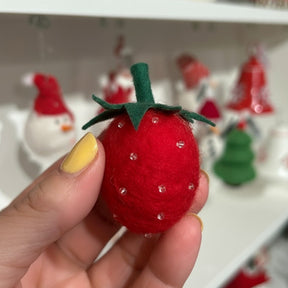 Felt Strawberry Ornament - Whimsical Holiday Tree Decor