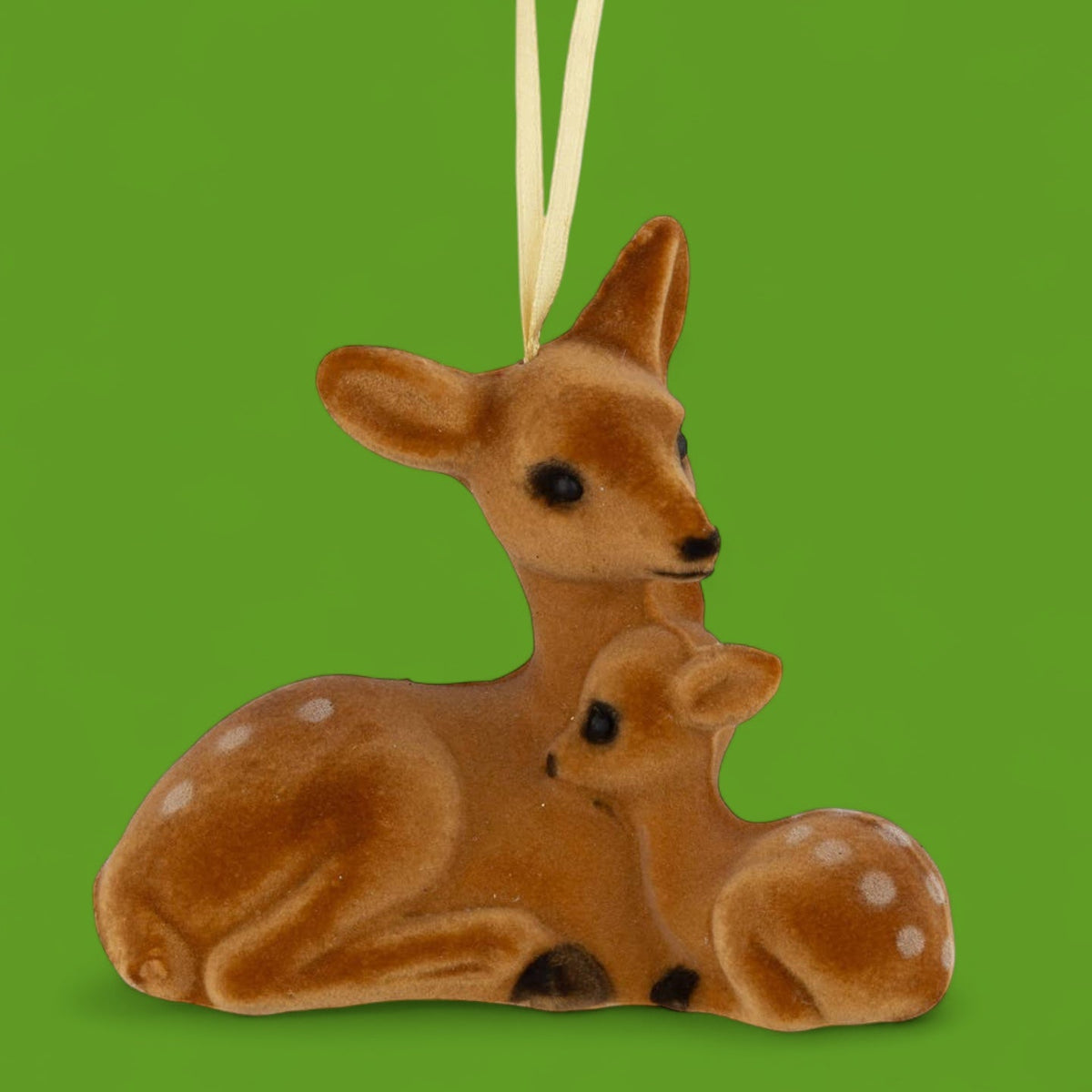 Flocked Doe and Fawn Ornament | Friends Nyc Brooklyn Ny
