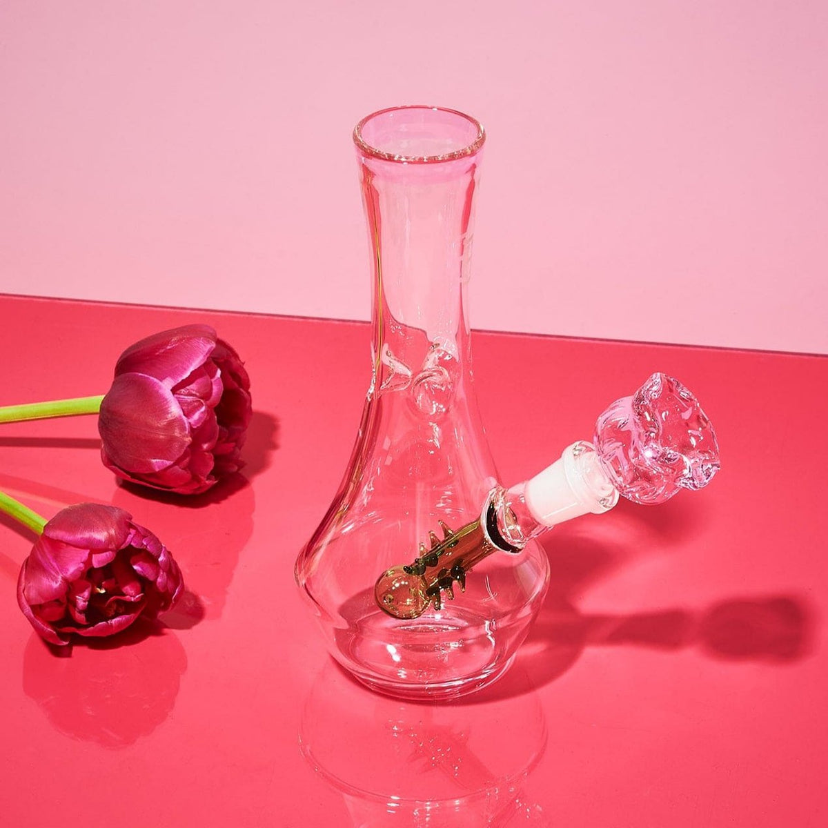 Flower Vase Glass Bong - Pink Aesthetic Bong - Birthday