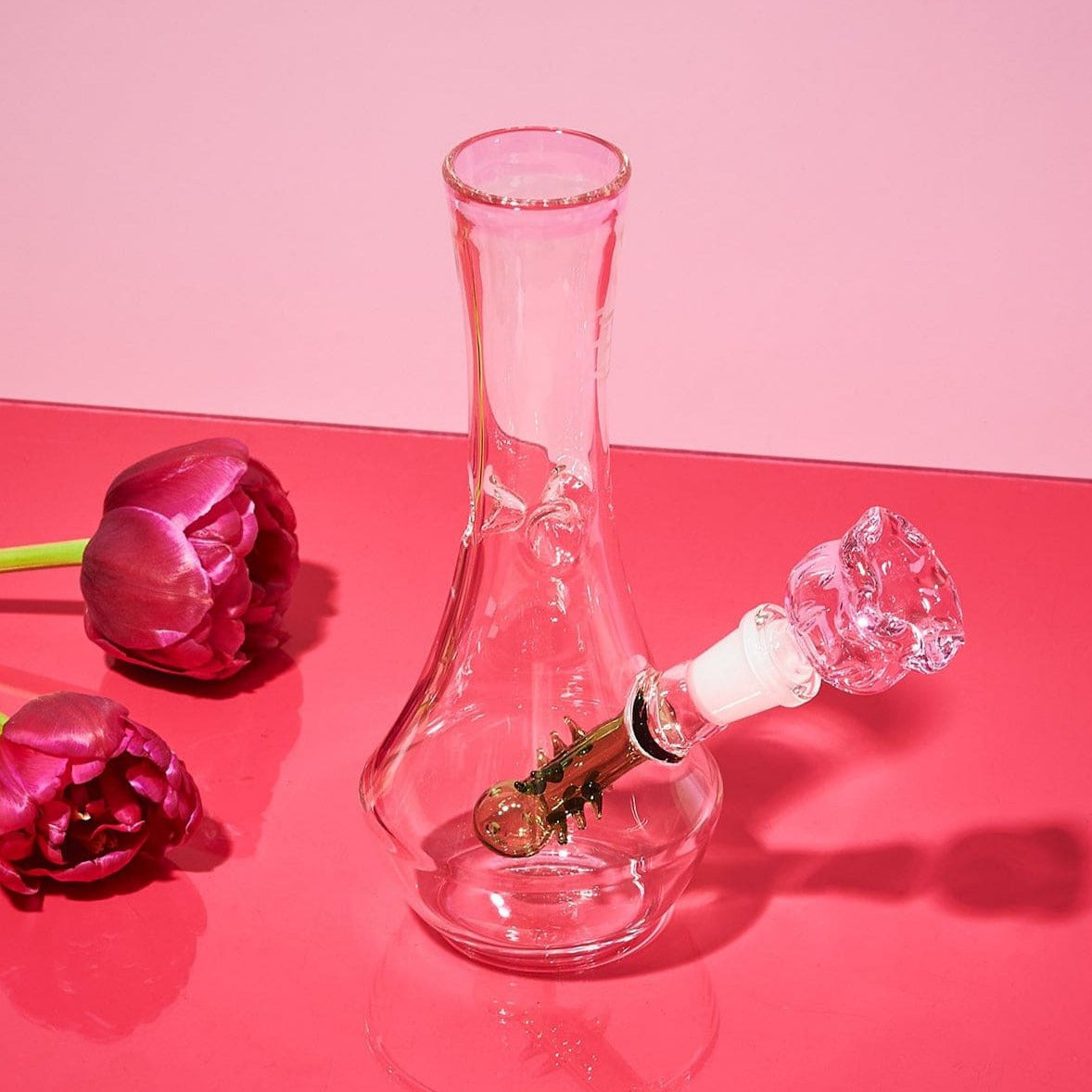 Flower Vase Glass Bong - Pink Aesthetic Bong - Birthday