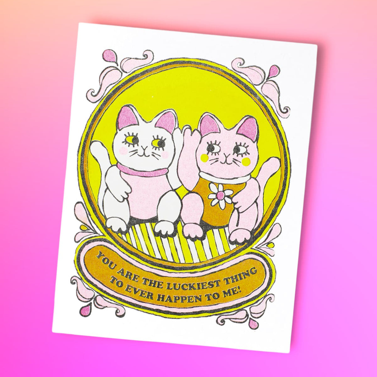 Risograph Greeting Card Yow Lucky Ever Groupbycolor - Vday23