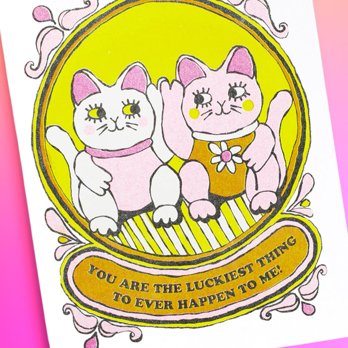 Risograph Greeting Card Yow Lucky Ever Groupbycolor - Vday23