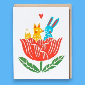 Fox & Bunny Tulip Love Greeting Card | Valentine’s Day 2026
