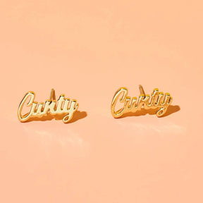 Friends Nyc Cunty Script Stud Earrings | Brooklyn Ny
