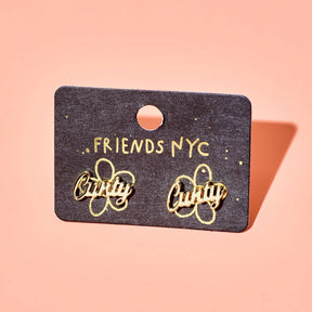 Friends Nyc Cunty Script Stud Earrings | Brooklyn Ny