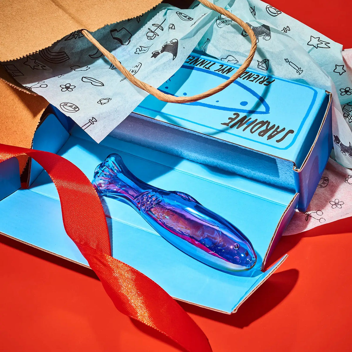 Friends Nyc Sardine Glass Pipe Exclusive Blue Hand Custom