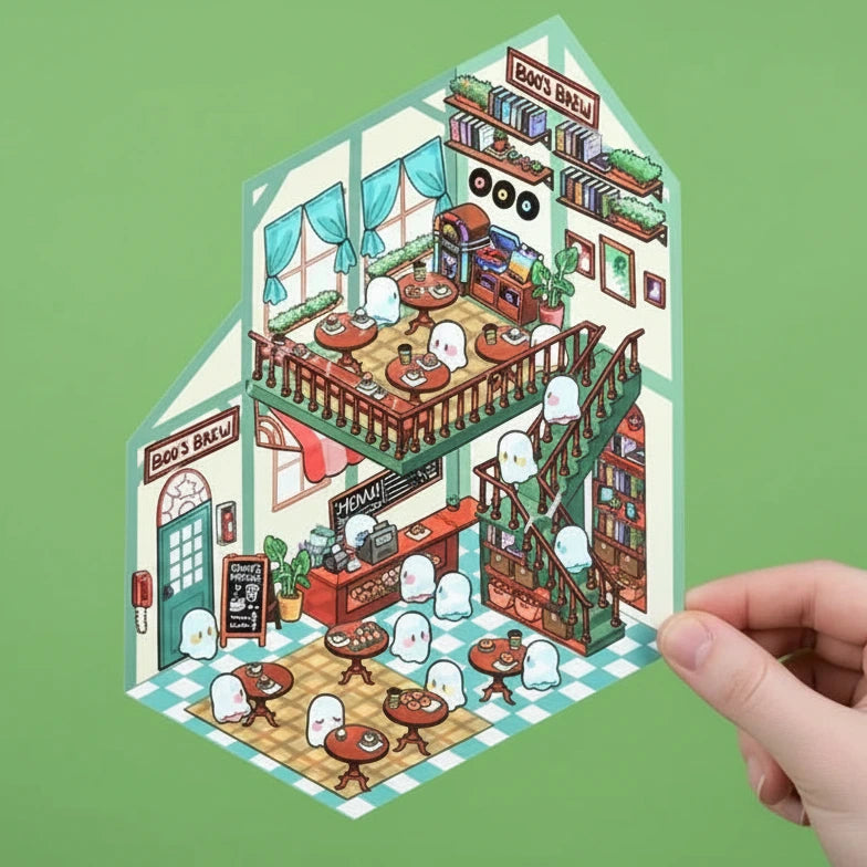 Ghost Cafe Room Sticker Activity Sheet | Friends Nyc