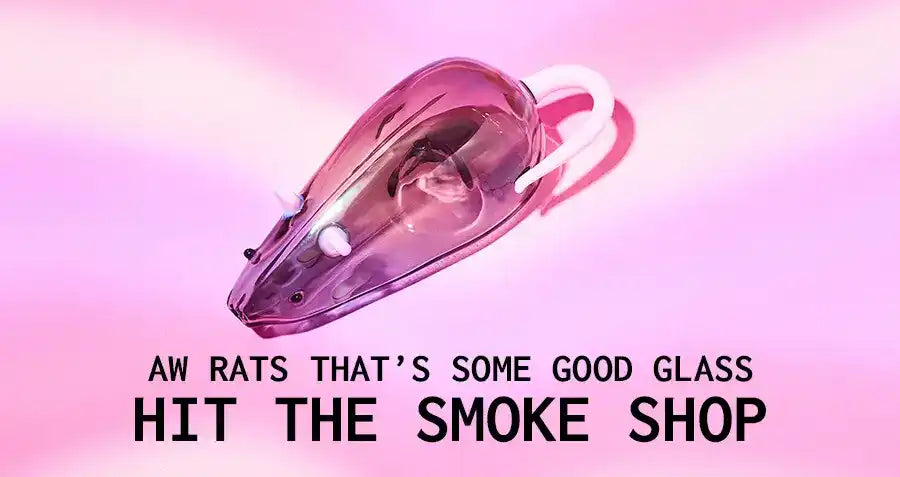 Glass pipe with a purple-pink translucent color.