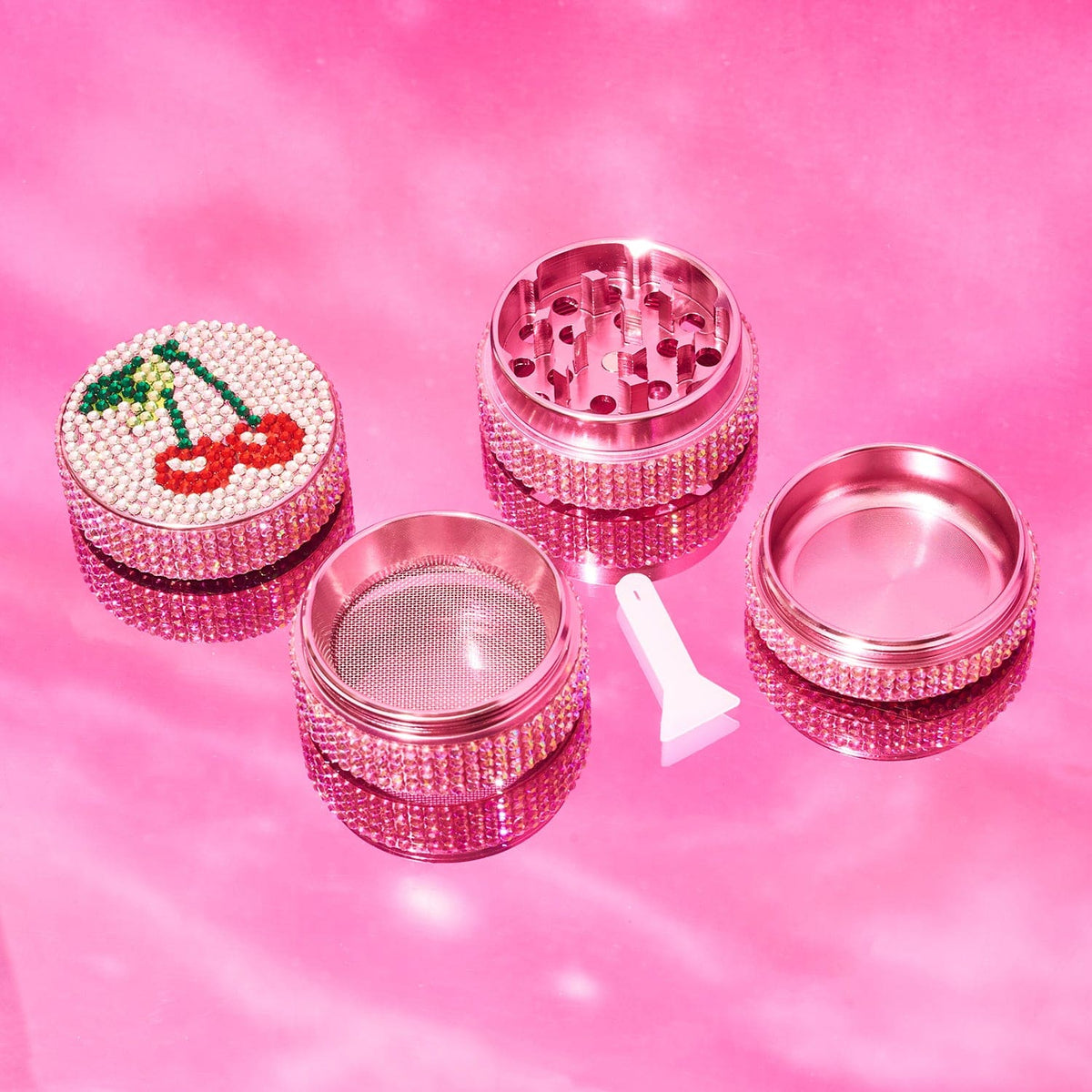 Glitter 4 Piece Grinder 40mm Cherry Cute Grinder Smoke Shop