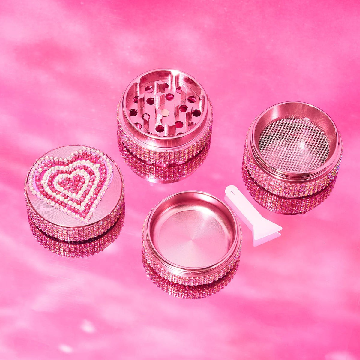 Glitter 4 Piece Grinder 40mm Heart Cute Grinder Smoke Shop