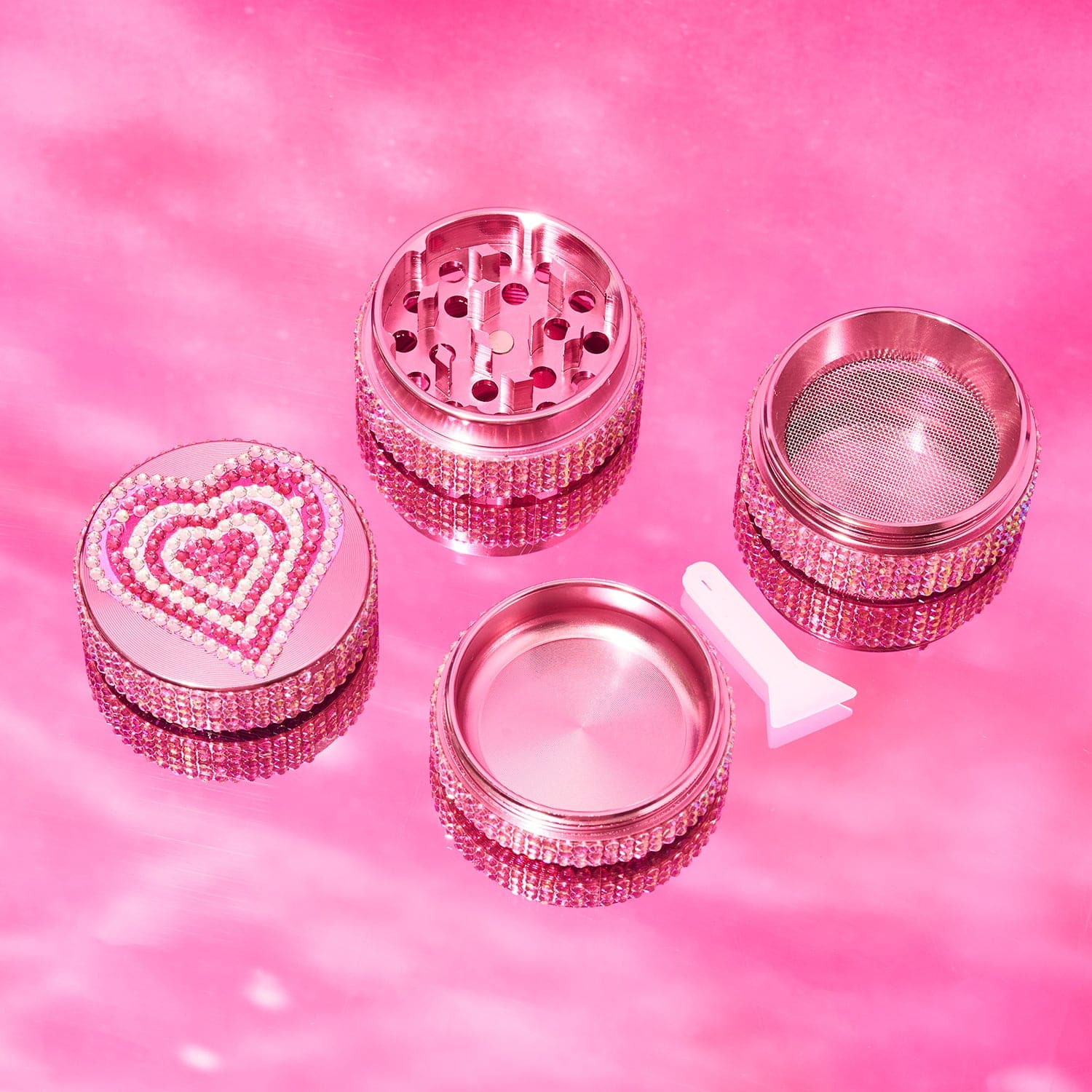 Glitter 4 Piece Grinder 40mm Heart Cute Grinder Smoke Shop