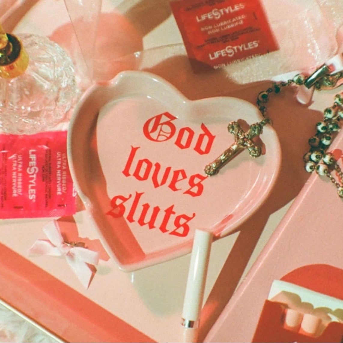 God Loves Sluts Ashtray Ashtray - Bachelorette Gifts