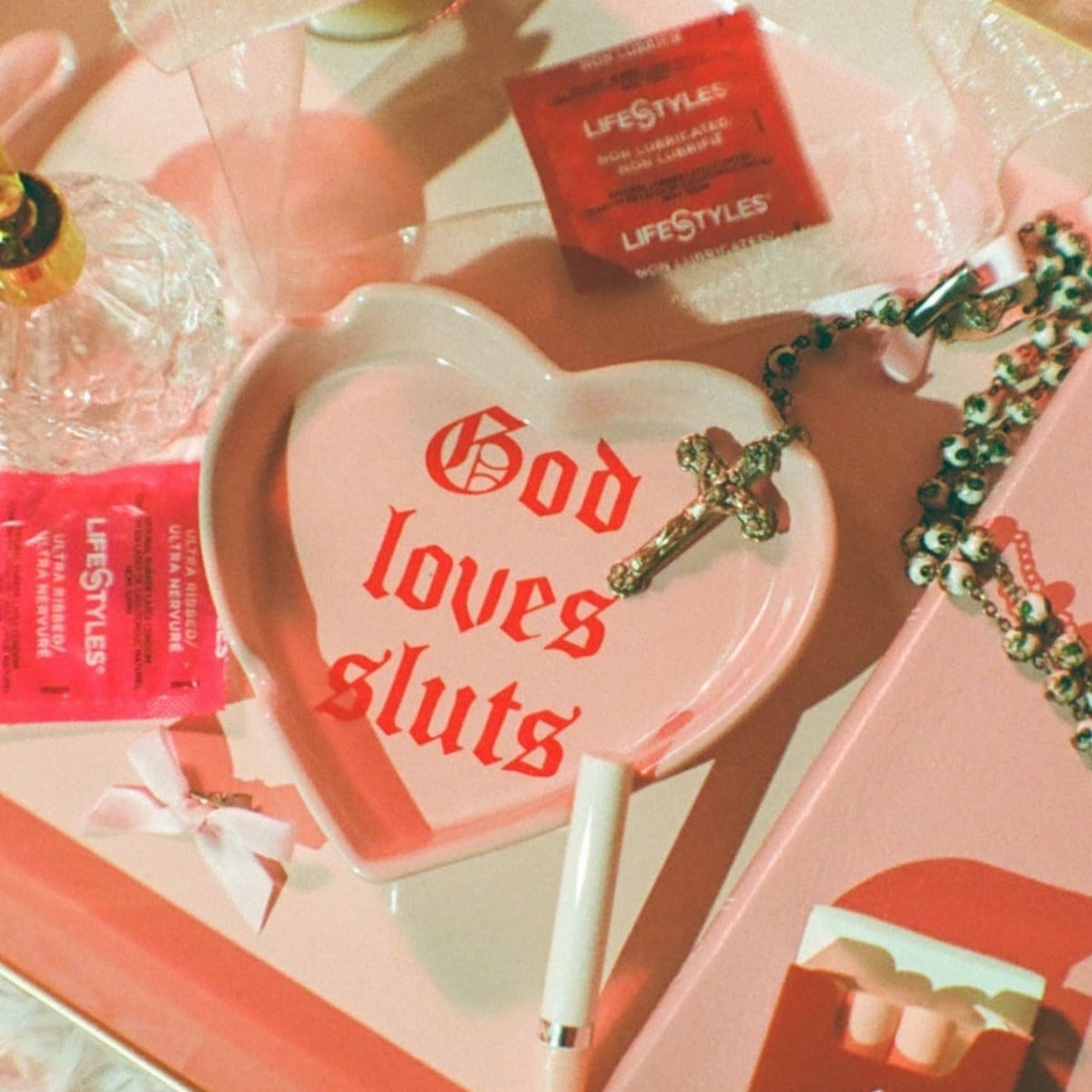 God Loves Sluts Ashtray Ashtray - Bachelorette Gifts
