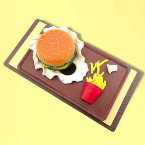 Hamburger & Fries Tissue Box Cover Accent Decor - Fake Food