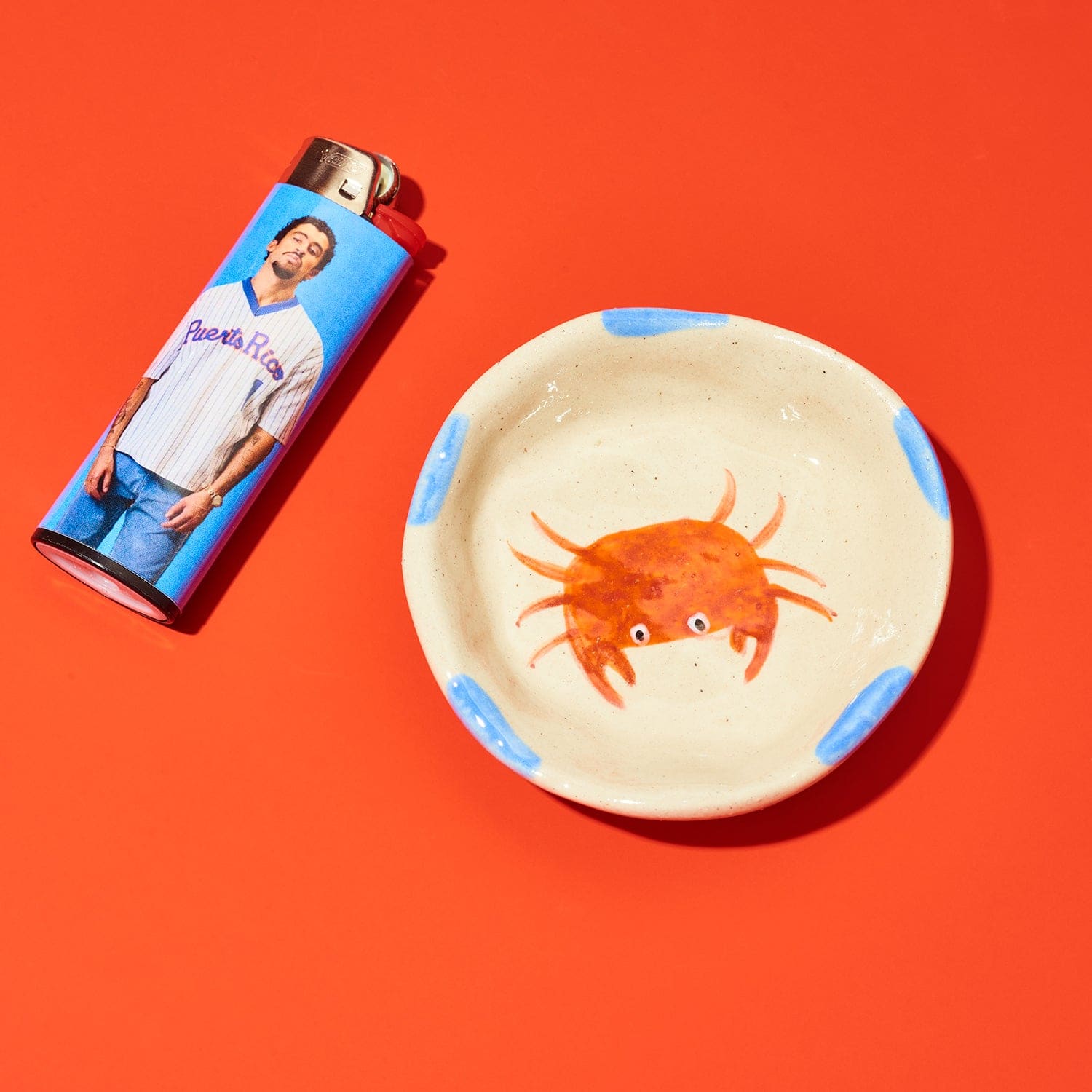 Hand Painted Crab Dish Orange Crab Ashtray
