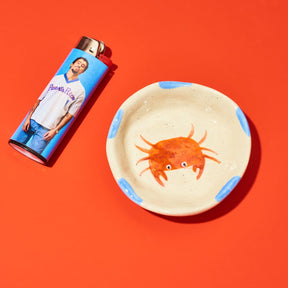 Hand Painted Crab Dish Orange Crab Ashtray