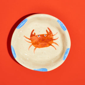 Hand Painted Crab Dish Orange Crab Design