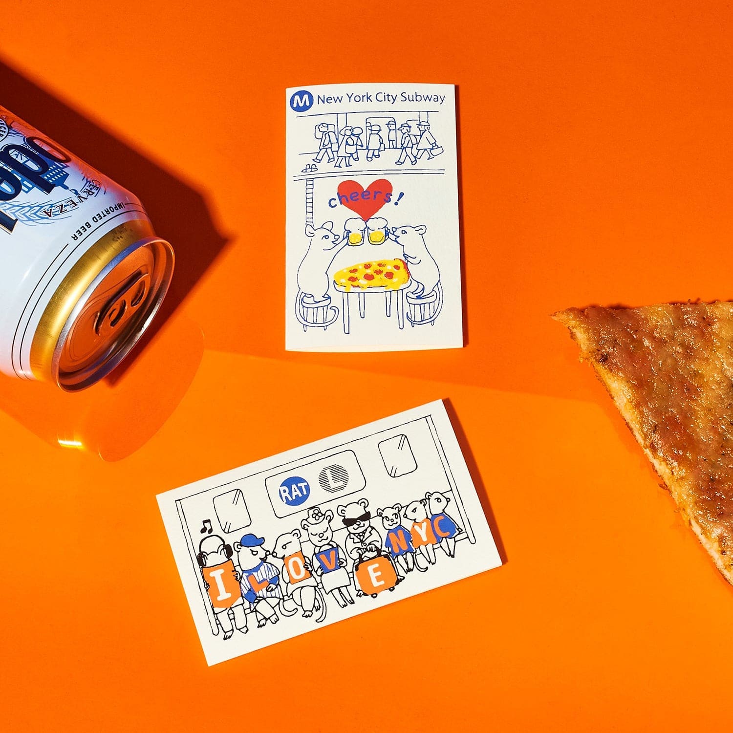Hand Silkscreen Mini Card - Pizza Rats Nyc Subway Exclusive