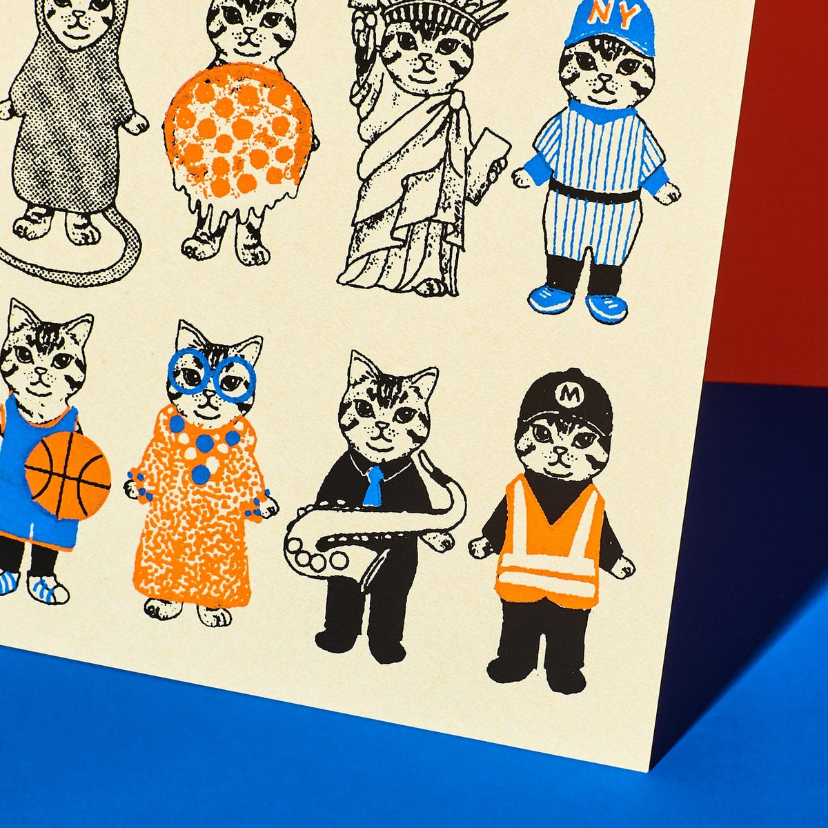 Hand Silkscreen Postcard Web Only Nyc Cats Custom Designed
