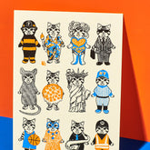 Hand Silkscreen Postcard Web Only Nyc Cats Custom Designed