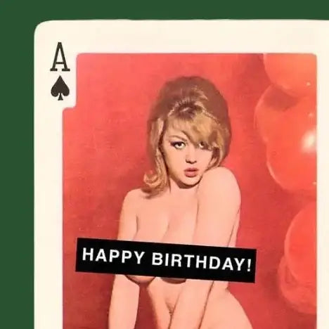 Happy Birthday Nude Woman with Balloon Postcard Fip Naked