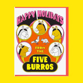 Happy Holidays from the Five Burros Greeting Card A2