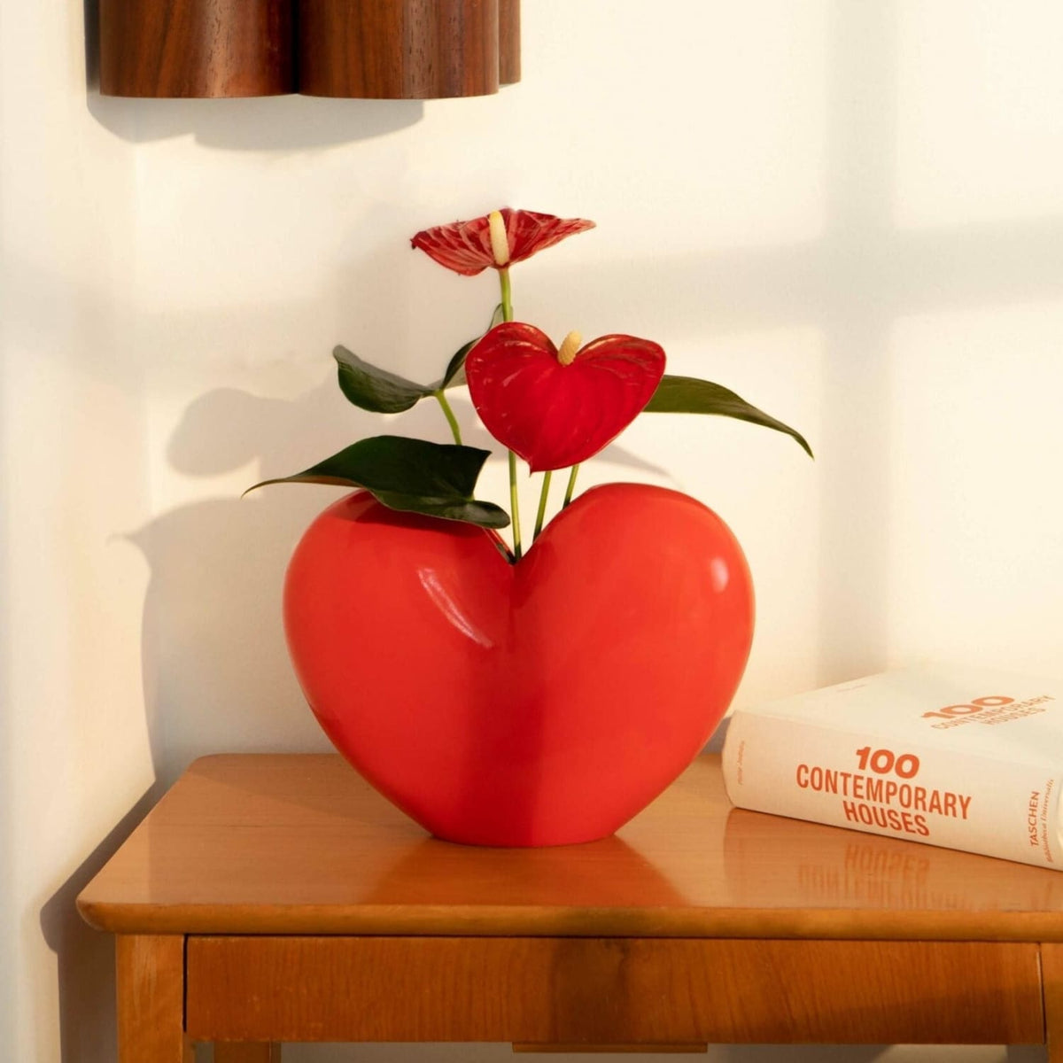 Heart Love Vase - Red Floral Home Accent Table Top Web0324