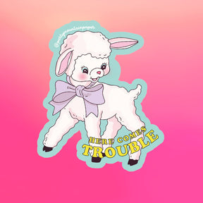 Here comes Trouble Lamb Sticker Animal Novelty - Cottage 