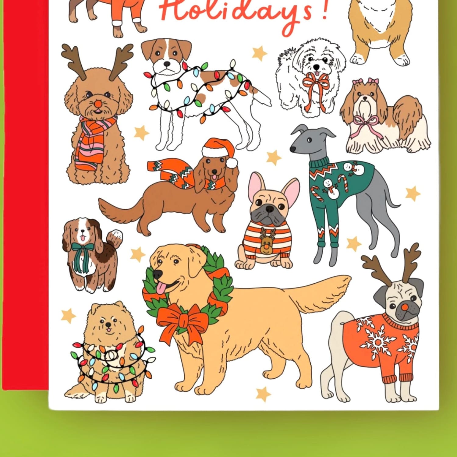 Holiday Card Ia Dogs Christmas - Groupbycolor - Holiday