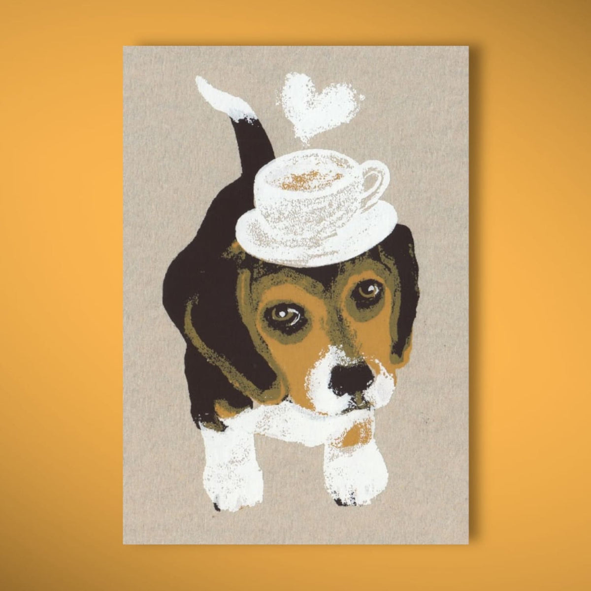 Hand Silkscreen Postcard Beagle P230 0823 - Greeting Card -