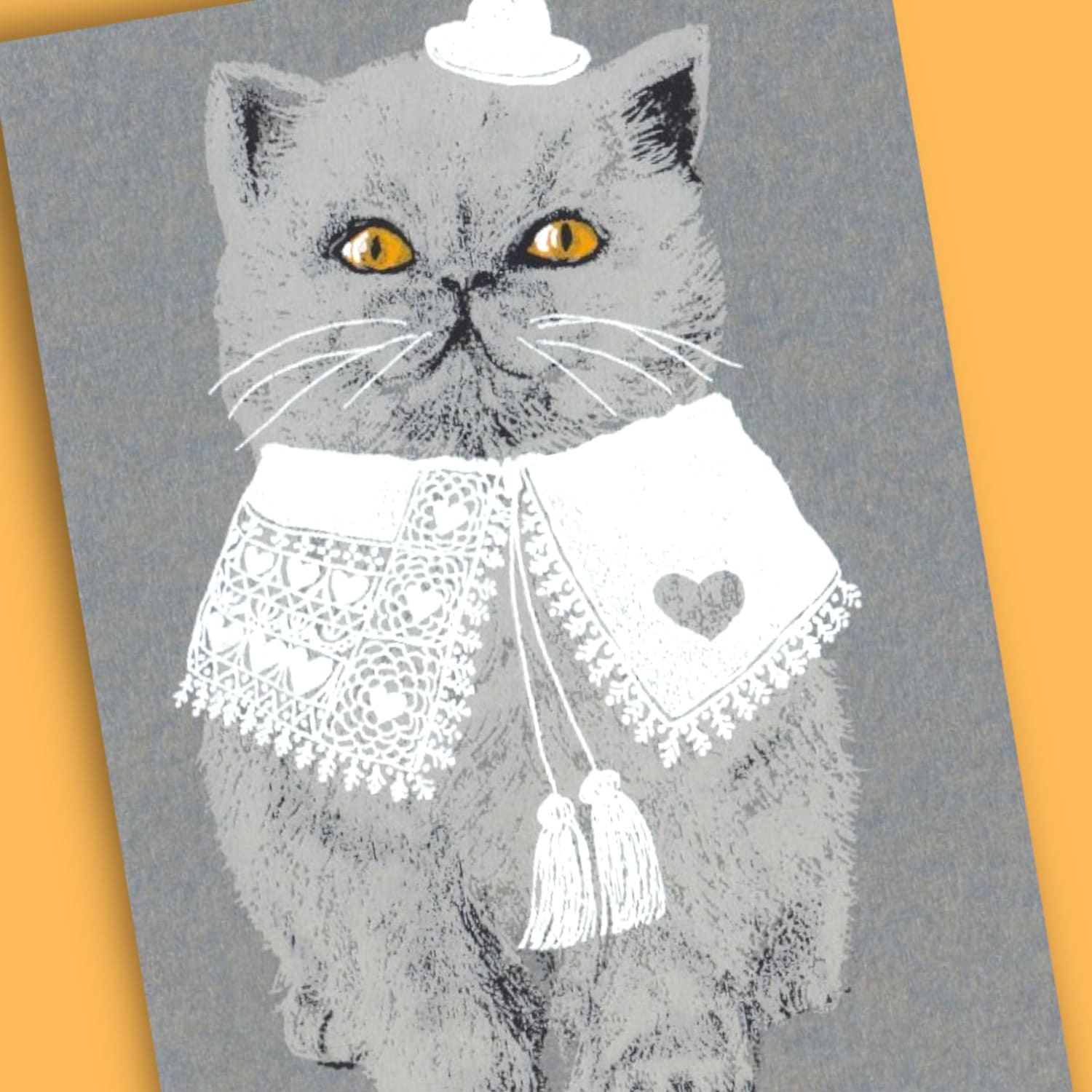 Hand Silkscreen Postcard British Shorthair Cat P229 0823 -