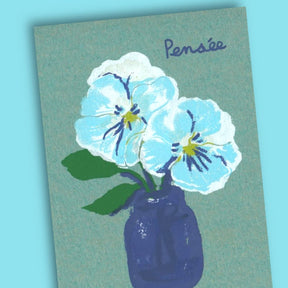 Hand Silkscreen Postcard Pensee P144 0823 - Greeting Card -