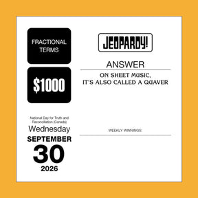 Jeopardy! 2026 Day to Calendar Calendar Calendar26 Desk