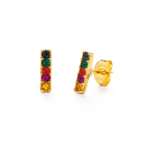 Jewel Tone Baguette Stud Earrings Baguette - Earrings - Sale
