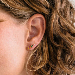 Jewel Tone Baguette Stud Earrings Baguette - Earrings - Sale