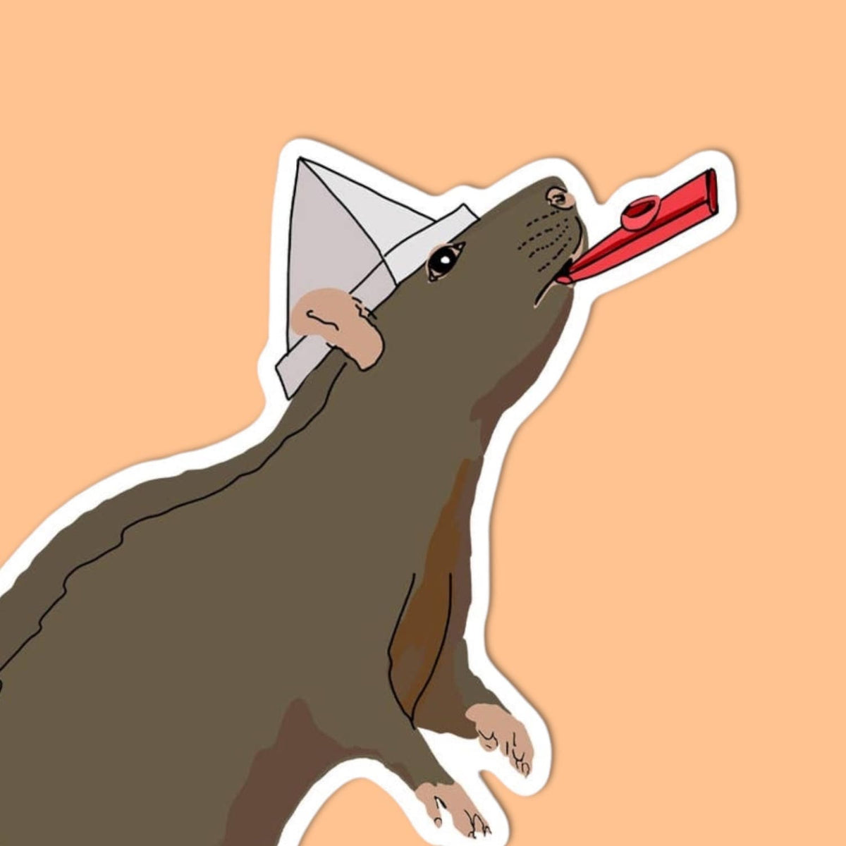 Kazoo Party Rat Sticker Decorative Sticker - Drawn Goods