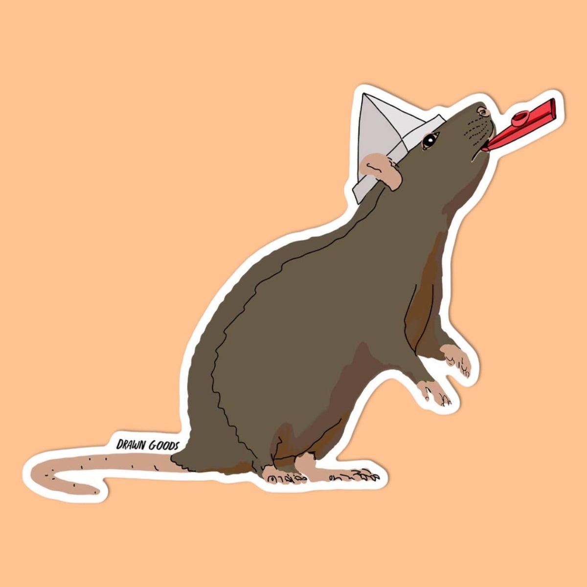 Kazoo Party Rat Sticker Decorative Sticker - Drawn Goods