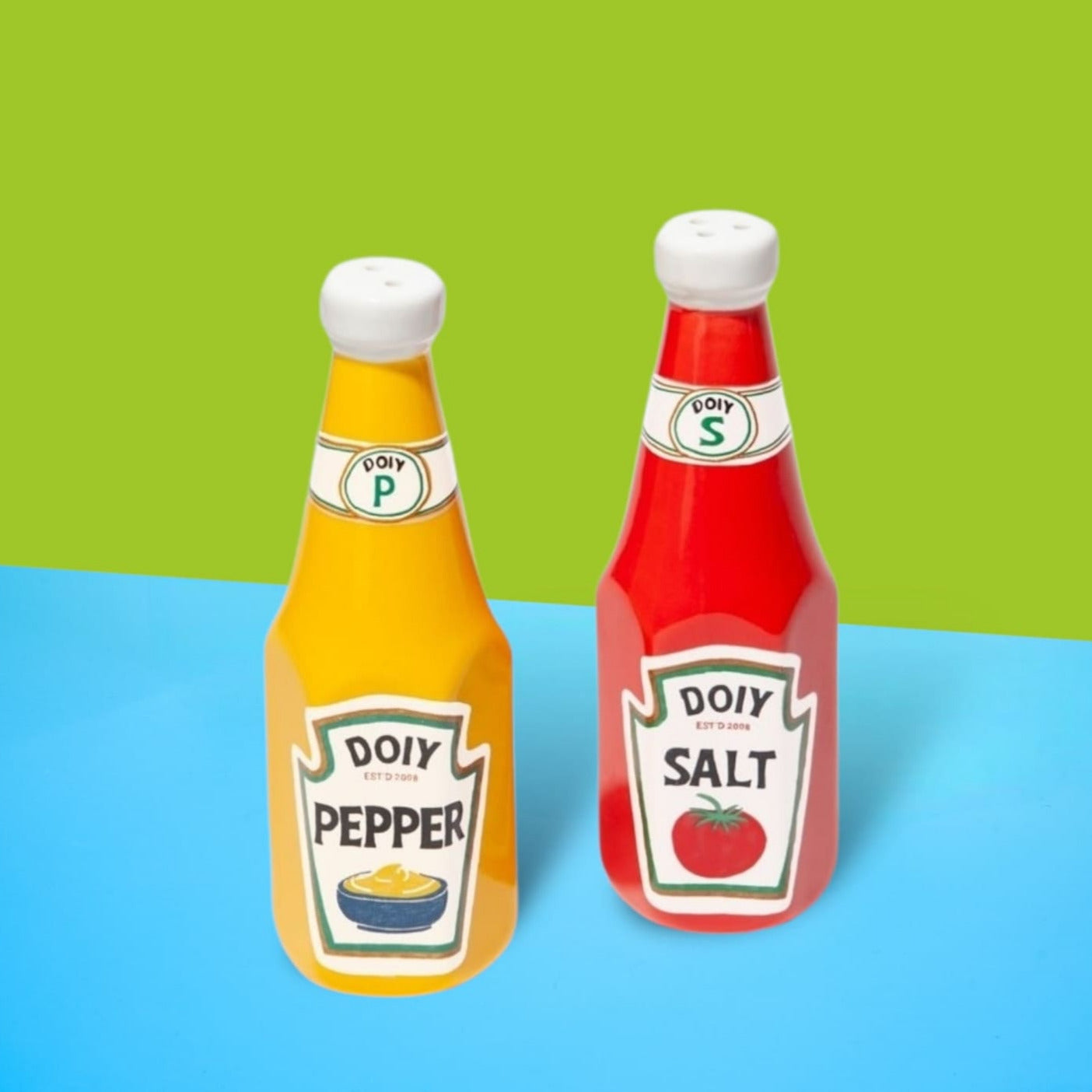 Ketchup and Mustard Salt Pepper Shakers Boxed - Ceramic