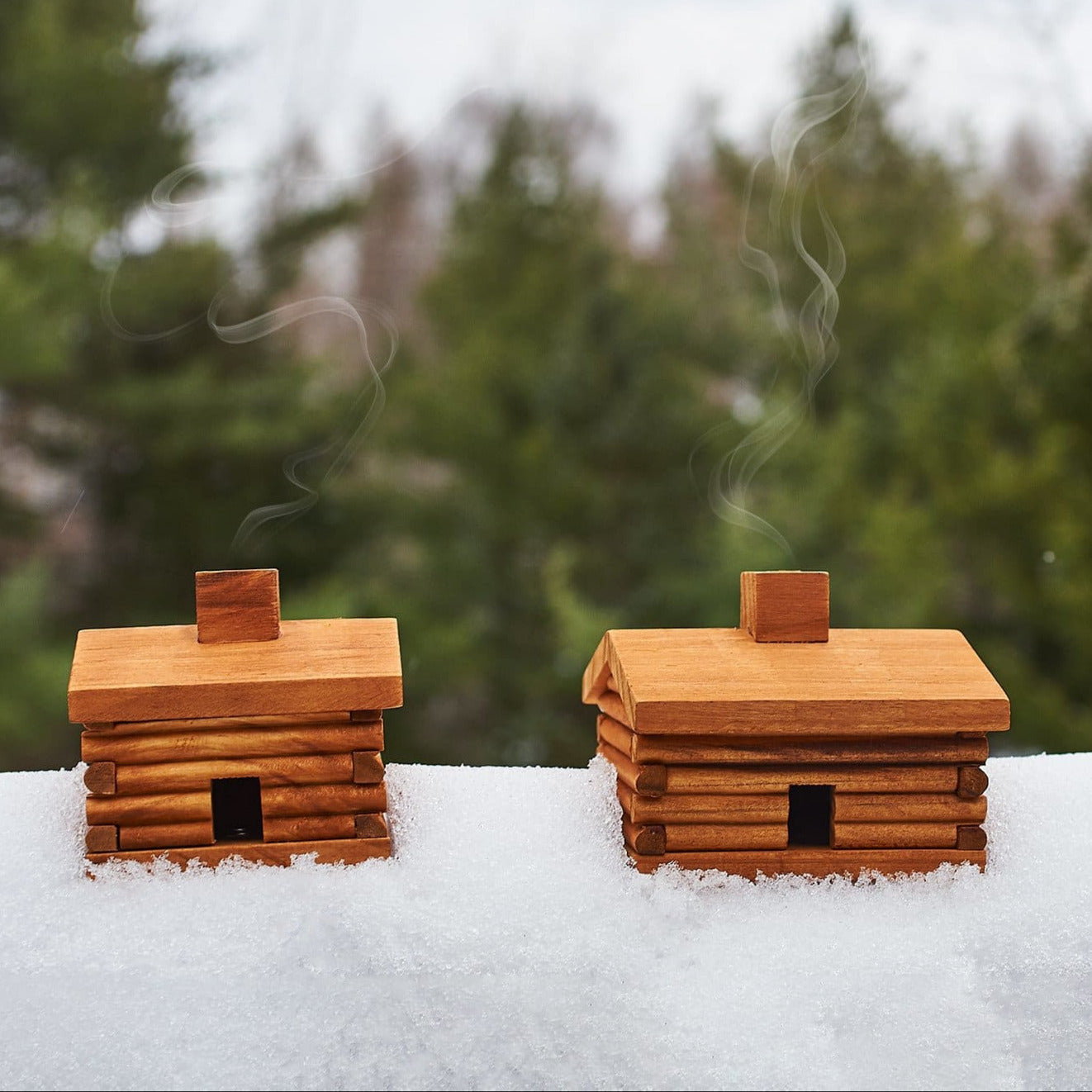 Large Log Cabin Incense and Burner - Balsam Fir Balsam - Fir