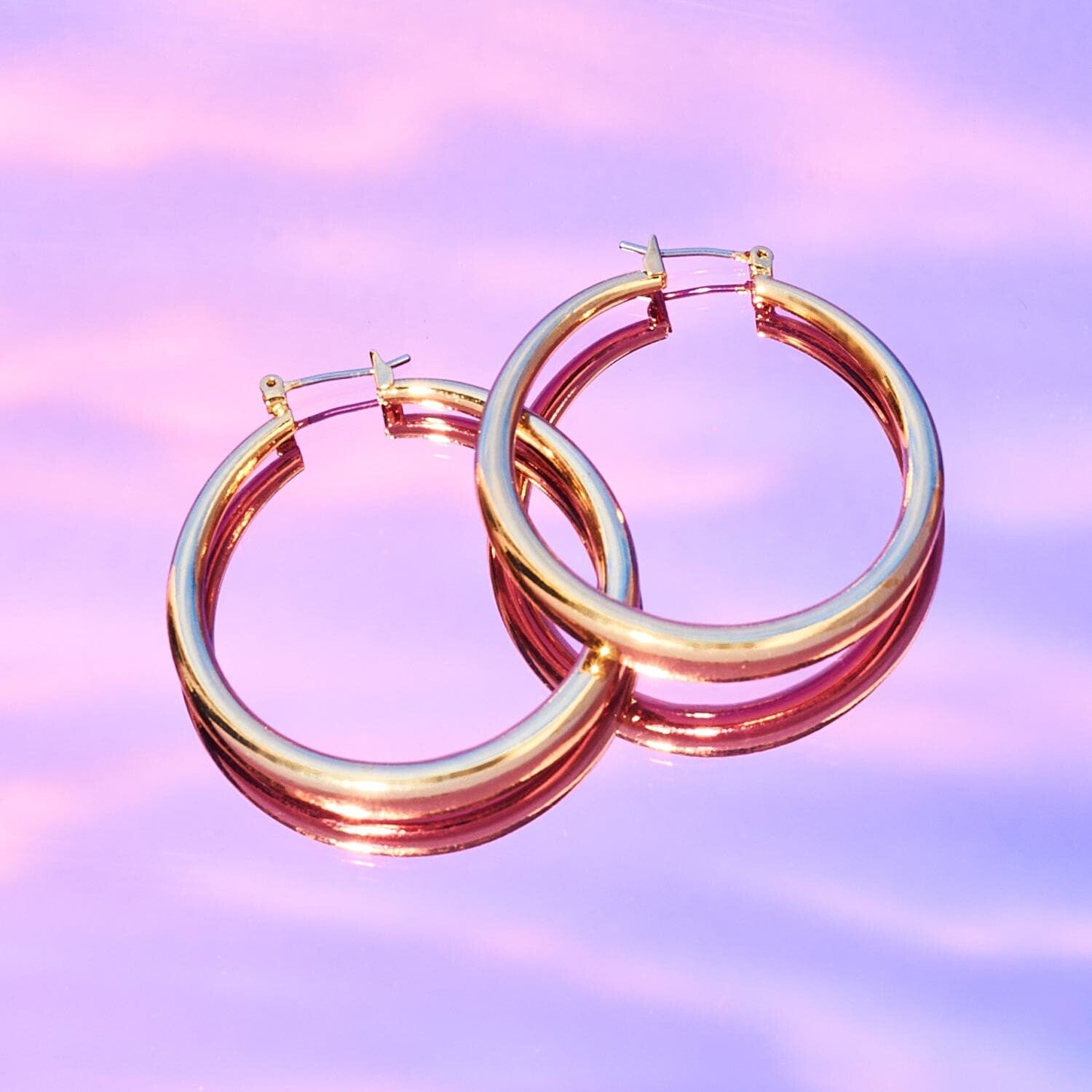Large Maria Hoops - Gold Plated Earrings - For Mom Gifts