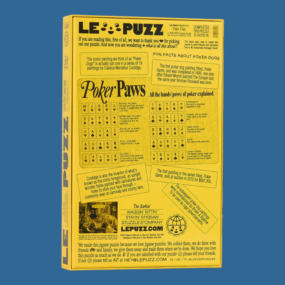 Le Puzz 1000 Piece Puzzle - Poker Dogs - Friends Nyc