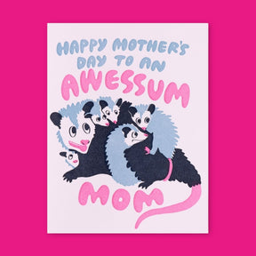 Letterpress Greeting Card Ahwa Awessum Possum Mother’s Day