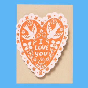 Love Birds Heart Greeting Card Letterpress | Valentine’s