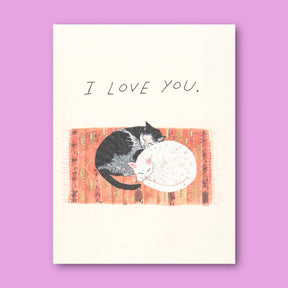 I Love you Cat Cuddle Greeting Card A2 - Blank - Cat - Card