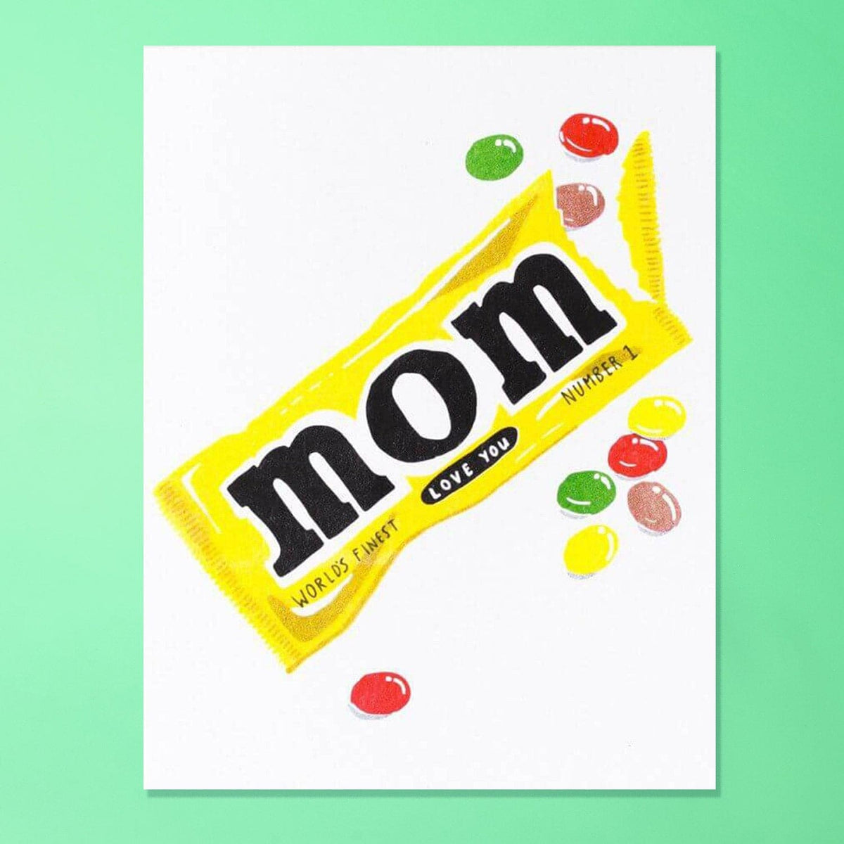 Love you Mom - Risograph Greeting Card Greeting Card - 