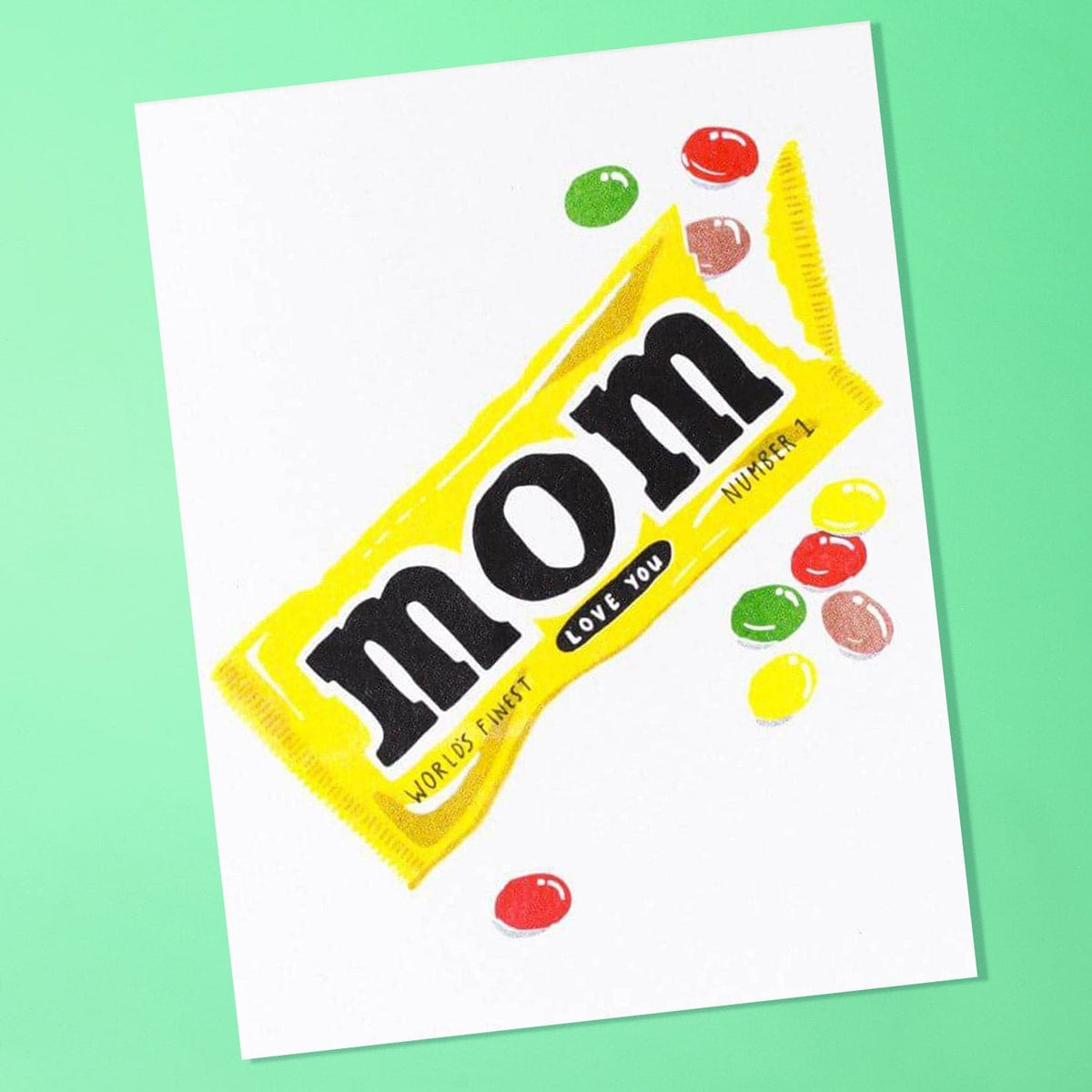 Love you Mom - Risograph Greeting Card Greeting Card - 
