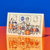 Hand Silkscreen Mini Card Rats Subway i Heart Nyc Greeting